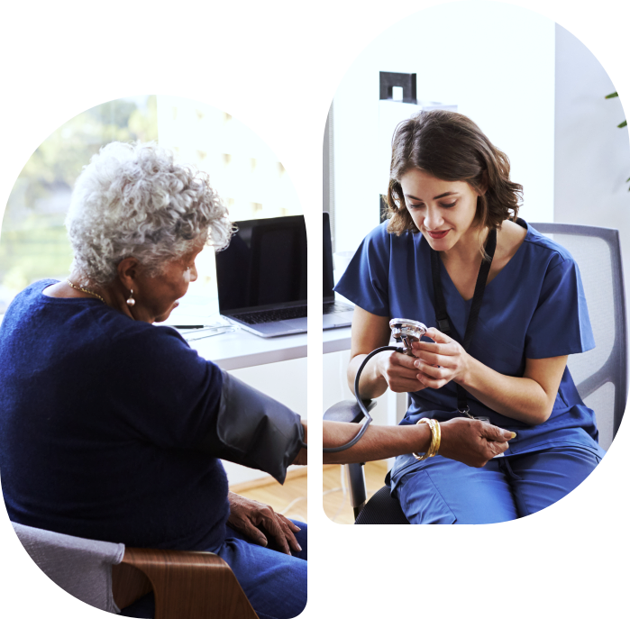 nurse check patients blood pressure